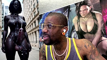 Long Hard Cock Transgender Ebony Girl Cumming In Public, AI Generated