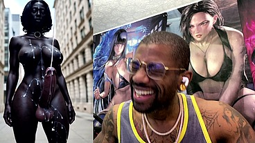 Long Hard Cock Transgender Ebony Girl Cumming In Public, AI Generated
