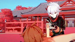 genshin impact yaoi - kazuha x tartaglia blowjob - japanese asian manga anime game porn