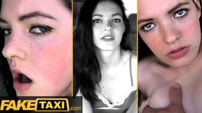 Fake Taxi - 18yr teen brunette with freckles and petite body cums on a very big cock