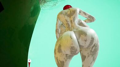 Gaming sex bot strips shaking ass in 3D porno you watch her huge tits jiggle