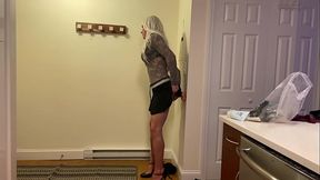 Hot Crossdresser Dildo Fucked in Kitchen