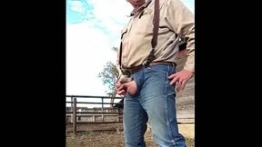 Farmer Daddy Caught Peeing Outdoors