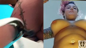 split screen double rebeca addams boobs bouncing