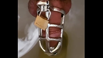 Piss with cock cage