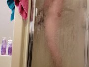 StepDaddy fucks his fleshlight in the shower while stepdaughter watches