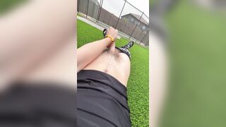 Bony goth man caresses one out in his backyard