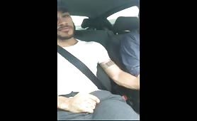 friendly hot Latino getting a handjob from the uber driver