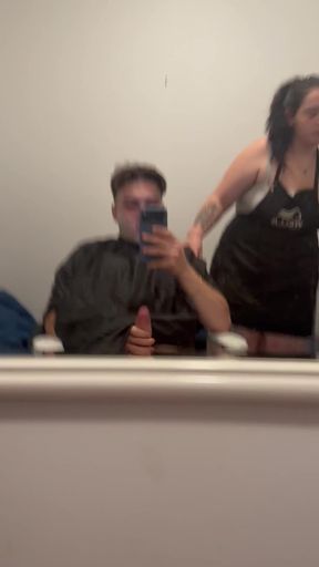 Haircut and jerking off at the salon