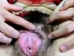 Blindfolded Japanese wife spreading pussy