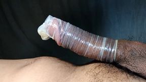 masturbated alone with a condom