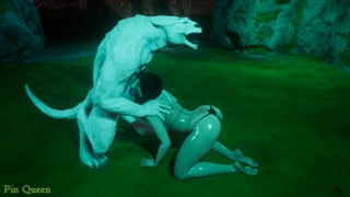 White lizard with two cocks fucks a model under the moonlight Wild Life