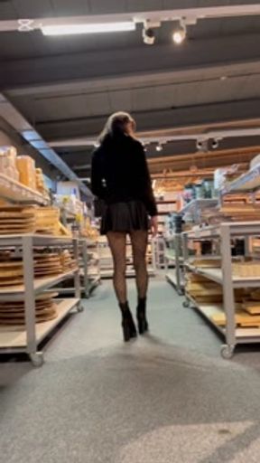 Winter leather mini skirt with nylon public