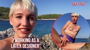 The blonde gets her fingers on herself outside for all to cum
