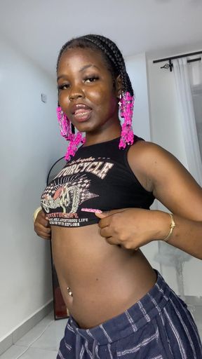 Bikini top, belly button piercing