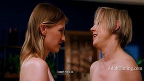 Busty blonde MILF Dee Williams corrupts stepdaughter Melody Marks in girl on girl action