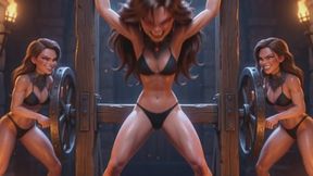 sexy animated babe tied up and tries to escape BDSM bondage