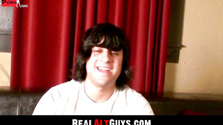 Long Haired Alternative Amateur Stroking His Massive Dick With Enthusiasm