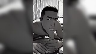 Grzwczny chłopak pokazuje twarz Anime - fuck stick lodzik