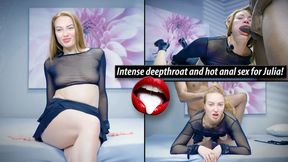 Intense deepthroat and hot anal sex for Julia!