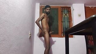 Rajesh masturbating cock in the dining hall and Cumming
