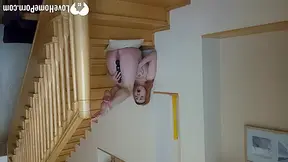 Stripping and playing with myself on the staircase