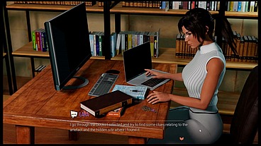 CROFT Adventures [ Hentai Game Parody ] Ep.4 Lara find out the HOT LIBRARIAN is not wearing PANTIES under her MINI SKIRT today !