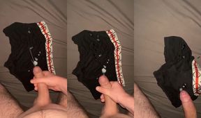Roommate’s underwear stuffed with thick gay cum as he begs not to blow his load