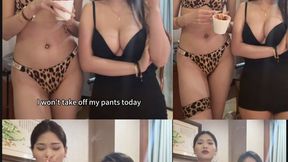 Two Asian girls smoking together, chain-smoking two cigarettes while chatting. Risi couldn’t stop coughing the whole time