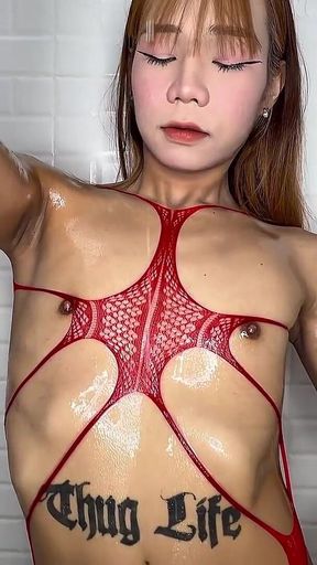 Ladyboy Kiki Makes Handful of Thick of Cum