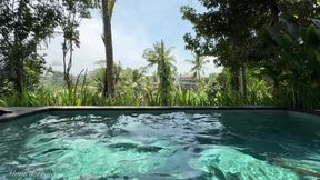 Teasing in See-thru Dress Outdoor at the Pool, Strip