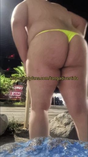 In a thong on the street