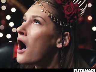 Angel Swallowing Tgirl Cum - Redhead Mesmerized Into Submission by Shemale hentai Witch