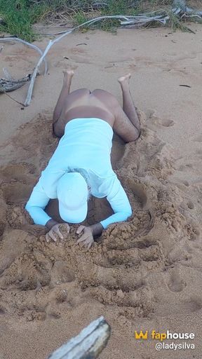 Naked Ladysilva on the Beach Showing off Her Sexy Tanned Ass