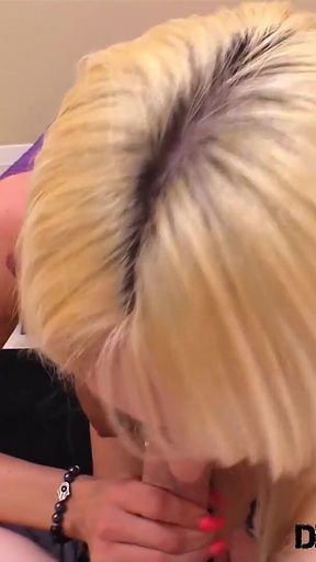 Christina Shine Big Fake Tits Blonde MILF POV Deepthroat Blowjob and Cum Swallow