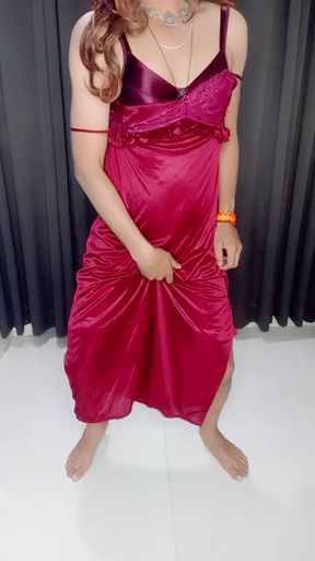 Last night wearing sexy dress remove and satin nighty