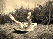 Gymnastic Muscle Legs with nude Crotch