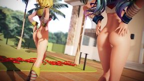 Miku &amp_ Rin Naked Dance - Chocolate Cream MMD by 000MMD