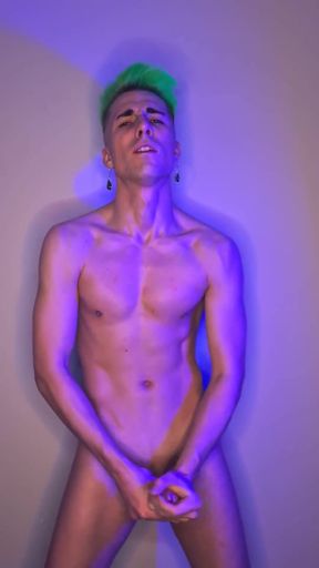 Green-haired Twink Strokes It Standing