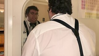 Nerd admiring himself in his true form