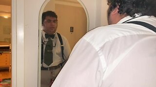 Nerd admiring himself in his true form