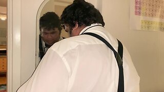 Nerd admiring himself in his true form