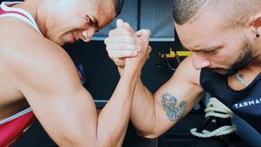 Armwrestling with 2 strong guys at the same time