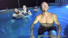 Group of bbw mature pool party