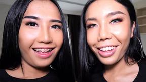 ”Two teen ladyboys Mos & Meme share a shaft in a sexy threesome”