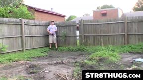 Str8Thugs.com - Tattooed hooligan's solo backyard jerk off and cum blasting finale