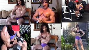 Annie Rivieccio Classic: Topless Pecs, biceps and heavy gym lifts - AR016