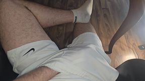 White Outfit Jerk off! Hot Stepdaddy Hardens Thick Cock & Makes It Cum