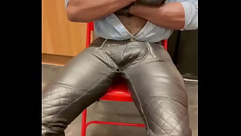 Solo Leather Jeans Nipple Play Wank &amp_ Cum Unload