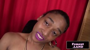 Ebony tgirl amateur stroking her cock solo - BasedCams.com